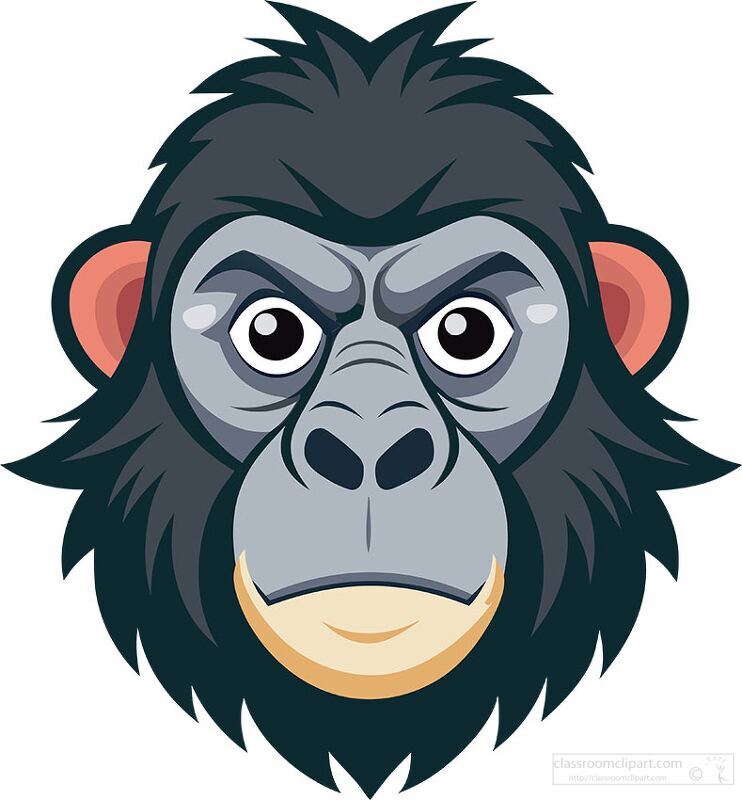 cartoon gorilla face with a serious expression