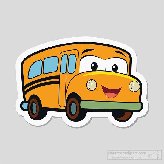 cartoon school bus stamp style