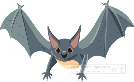 cartoon style bat flying wings open