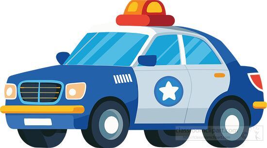 cartoon style police car with a blue body