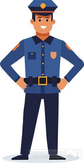 cartoon style police officer in a blue uniform standing