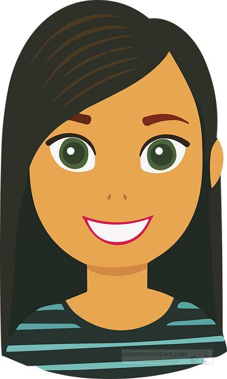 cartoon woman with green eyes smiling