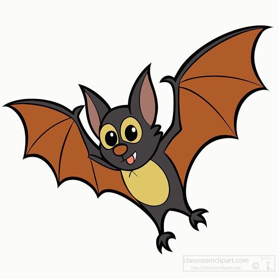 cheerful cartoon bat flapping its wings with a smile