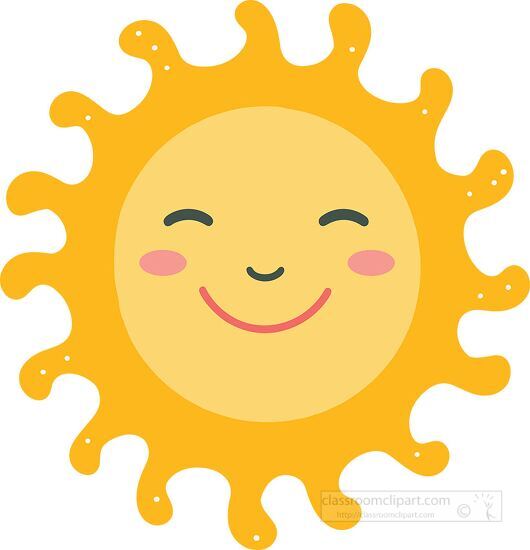 cheerful sun with a smiling face and decorative yellow ray clipa