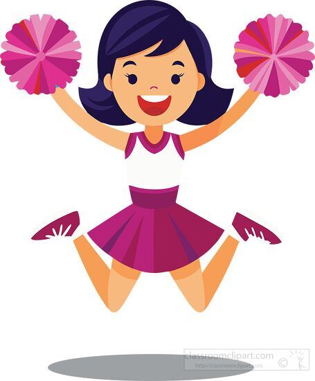 cheerleader with multicolored pom poms