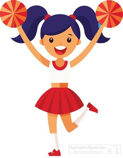 cheerleader with pigtails jumps in air