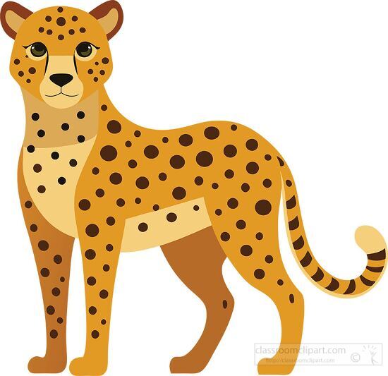 cheetah drawn in a realistic style stands with its tail curled