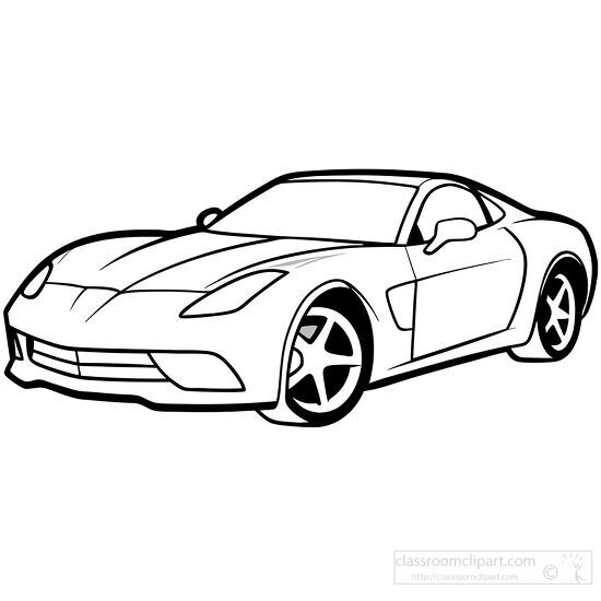 chevorlet corvette modern stylish wheels black outline clipart