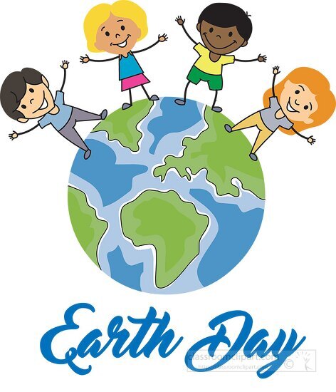 children celebrating earth day clipart