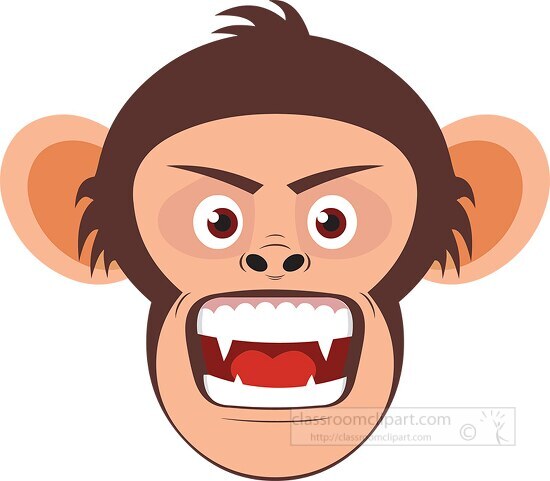 chimpanzee face shows aggression clip art