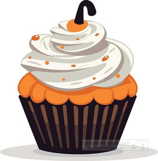 chocolate cupcake with orange and white frosting