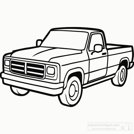 classic pickup truck black outline