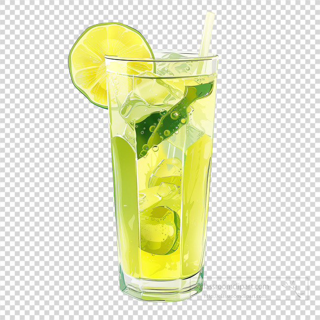 clear glass with lemon lime soda 3d clay icon transparent png