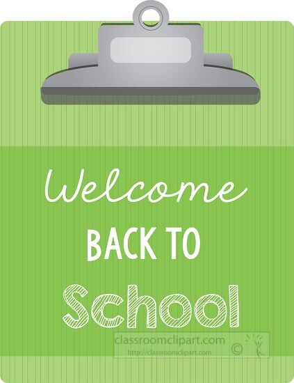 clip board light green text welcome back to school