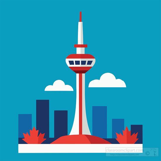 cn landmark tower in toronto canada with skyline