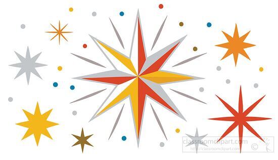 collection of stars in earth tones featuring a prominent central star clipart