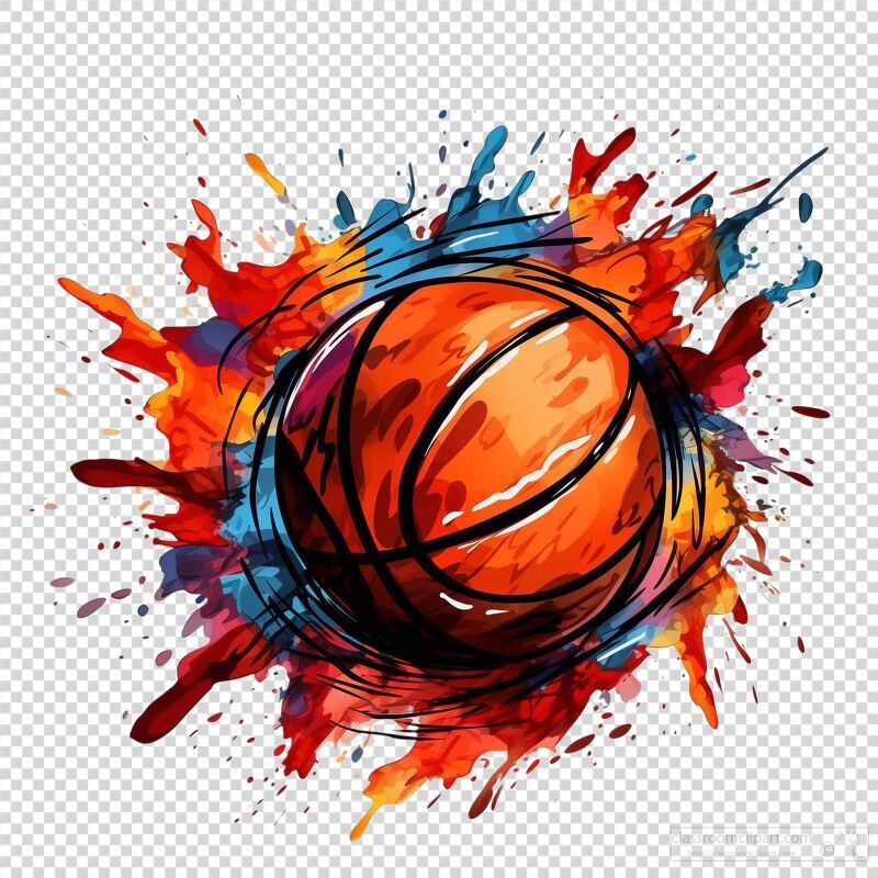 Colorful Basketball Design With Splashes of Paint