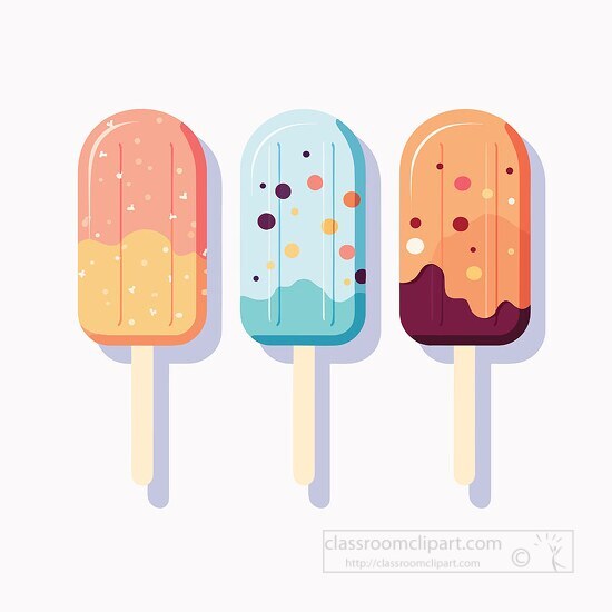 colorful ice cream popsicles on a stick clip art