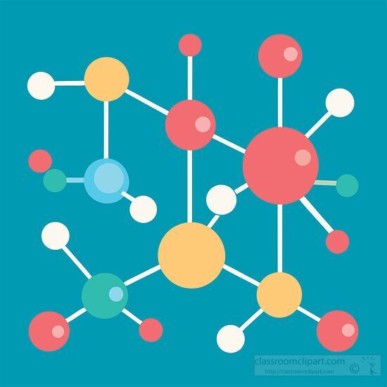 Colorful Molecular Structure Illustration with Atoms and Bonds