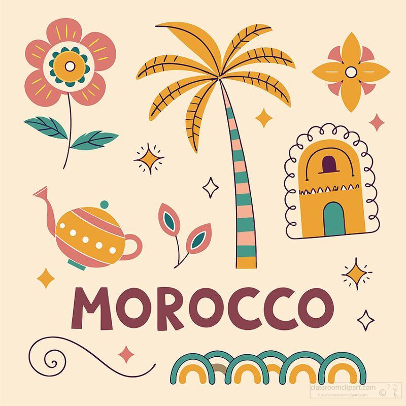 Colorful Morocco Illustration with Cultural Elements