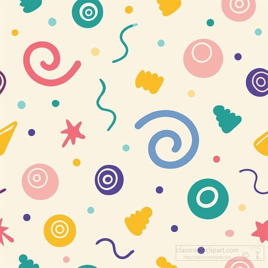 colorful seamless vector pattern with swirls dots