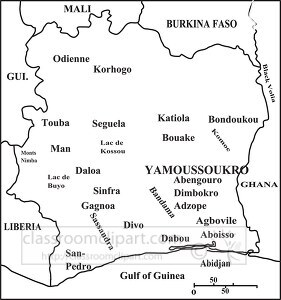 Cote d Ivoire iv map black outline