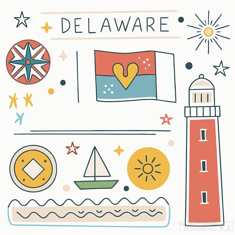 Creative collage of Delawares symbols and landmarks