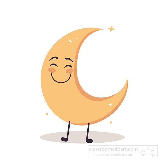 crescent shape cute cartoon character