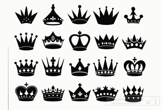 Crown icons set in a simple black silhouette