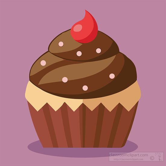 cupcake with chocolate icing and pink sprinkles