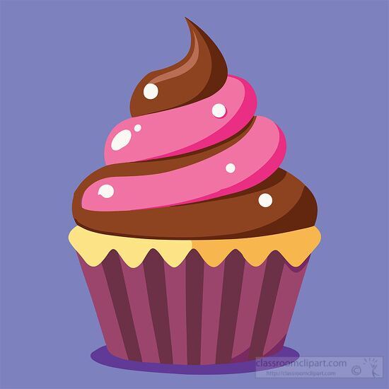 Cupcake with Pink and White Swirl Frosting