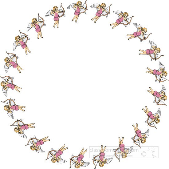 cupids in a circle border clip art