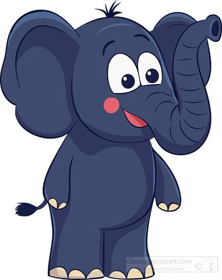 cute cartoon baby elephant with big ears and a playful smile