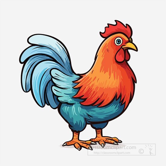 cute cartoon style ble chicken with orange head