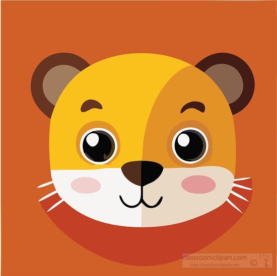 cute cartoon style lion face animal animal icon