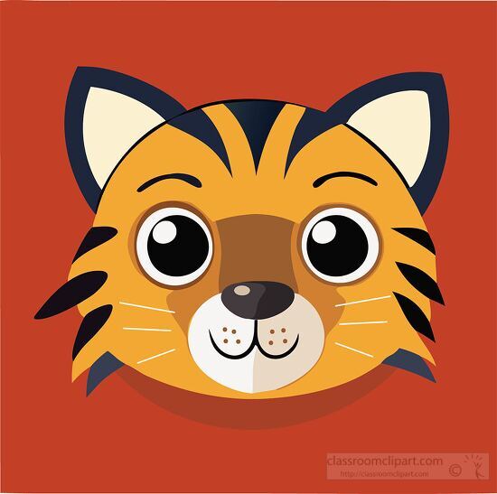 cute cartoon style tiger face animal animal icon