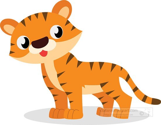 cute cartoon tiger is standing on a white background