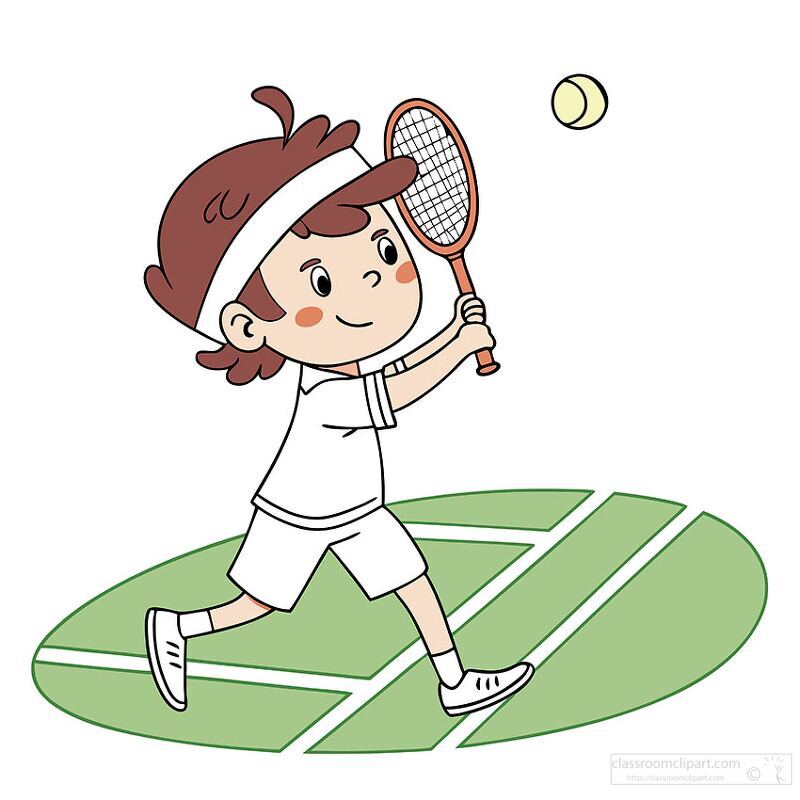 Cute Child Playing Tennis Illustration