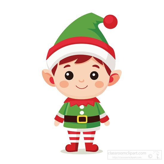 cute elf in festive attire holding a beautifully wrapped present