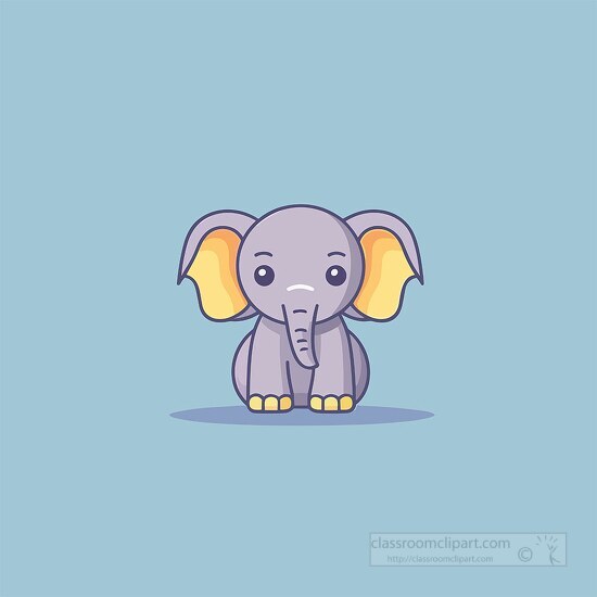 cute flat design baby elephant with yellow ears babu elephant