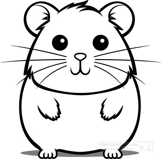 cute hamster face black white outline