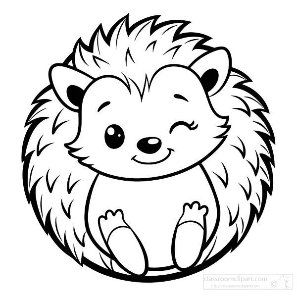 Cute hedgehog illustration with a friendly wink and fluffy quill