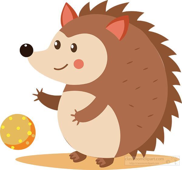 cute hedgehog playing with a toy ball