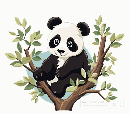 cute panda in a tree clip art