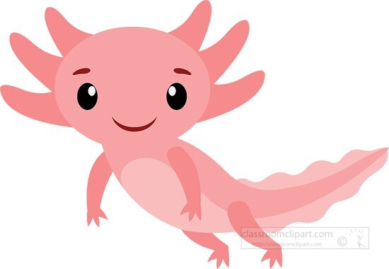 cute pink axolotl Salamander cartoon style