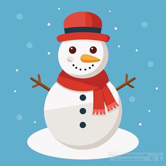 cute snowman in a red hat and scarf is ready for the holiday