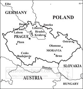 Czech Republic country map black outline