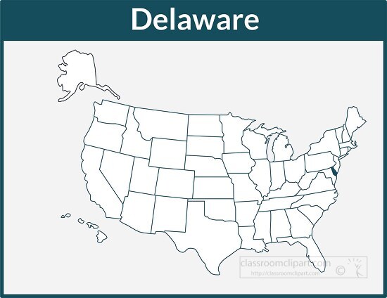 delaware map square color outline clipart