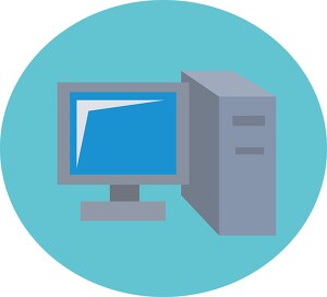 desktop computer round icon clipart