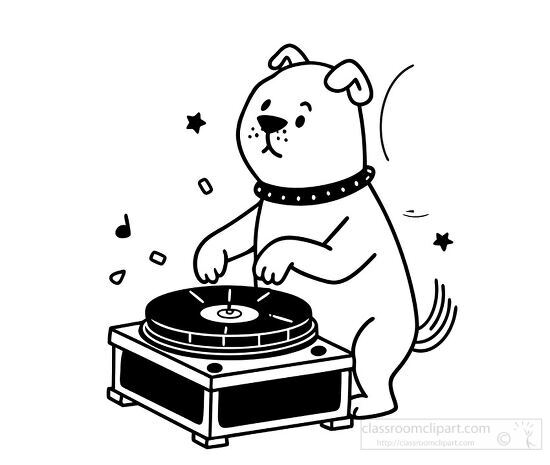 dog DJ spinning vinyl